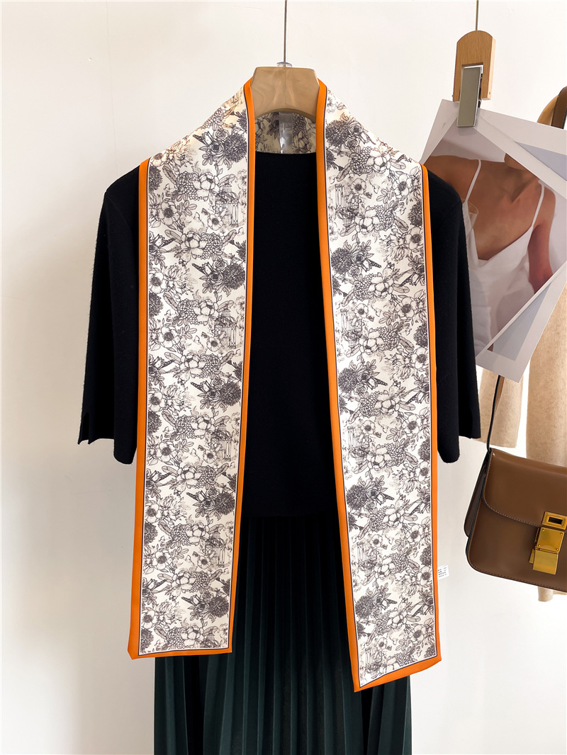 Sciarpa alla moda, cintura, sciarpa, nastro, decorazione per borsa legata, piccola fascia per capelli lunga, sciarpa di seta, donna bifacciale_voghion.com