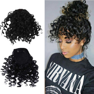 Factory wholesale chemical fiber wig ladies bangs wig pieces African curly wool roll wig bangs spot wholesale