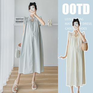 Real shot spot 2024 summer new large size French simple flying sleeve lace Joker dress...