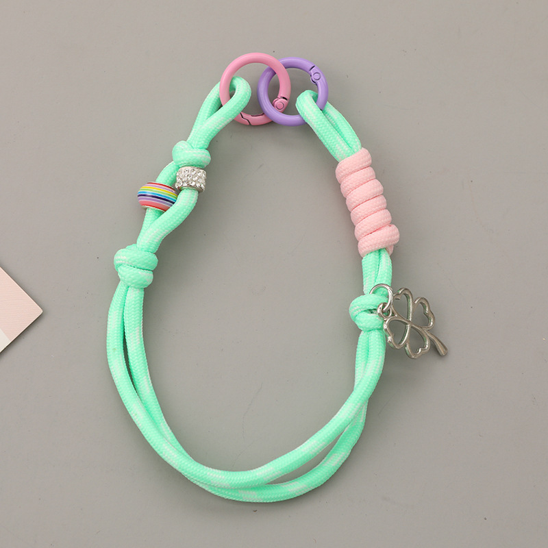 新しい四つ葉のクローバーペンダントフルダイヤモンドビーズ織り携帯電話ストラップバックパック人形装飾ペンダントキーホルダーチェーン|undefined