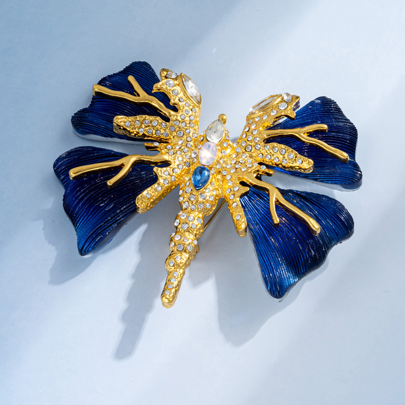 Broche papillon bleu au design original, pendentif de corsage personnalisé à double usage_voghion.com