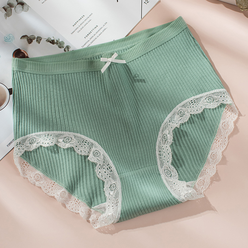Solid Color Breathable Mid Waist Panties display picture 5