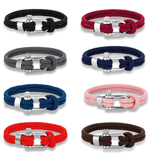 22g Weight Bracelets Classification 304 Stainless Steel, rope Chain Material Casual Simple Style U Shape 304 Stainless Steel Rope Wholesale Bracelets