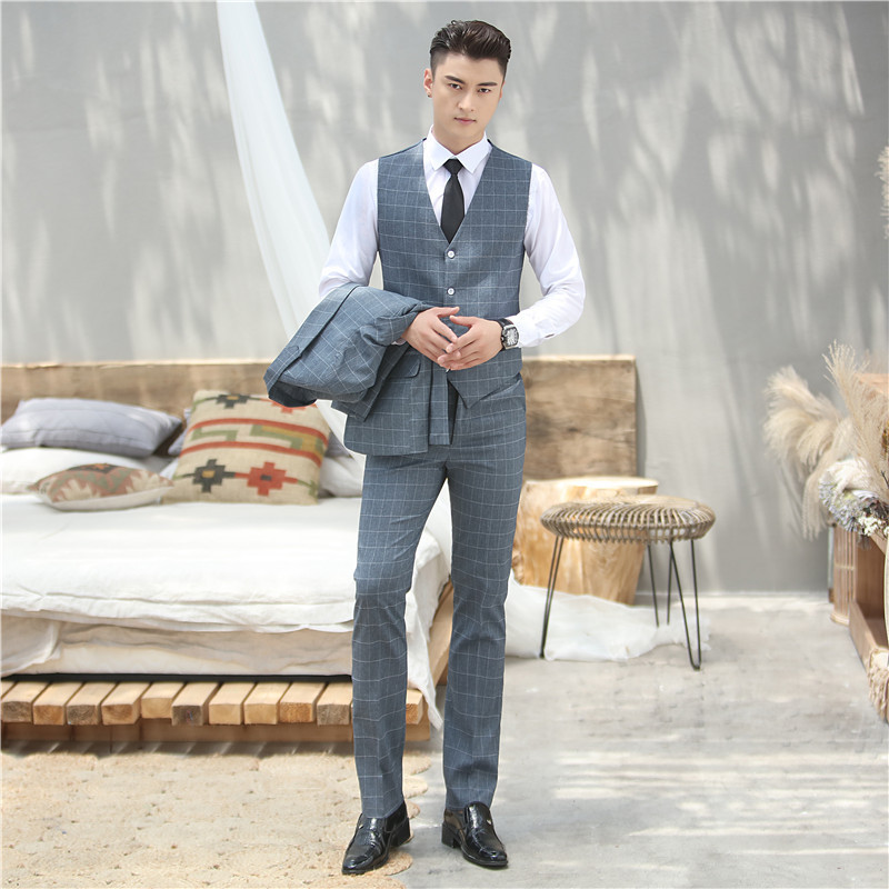 Men's Suit Set, Groom's Wedding Three-Piece Suit, Photo Shoot Suit, Performance Studio Suit, Host's Formal Wear, Slim Fit