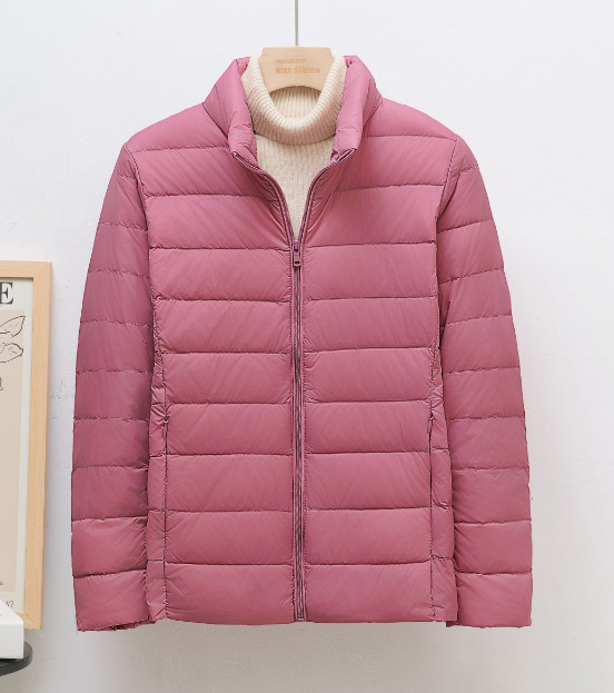 Pink women's stand collar