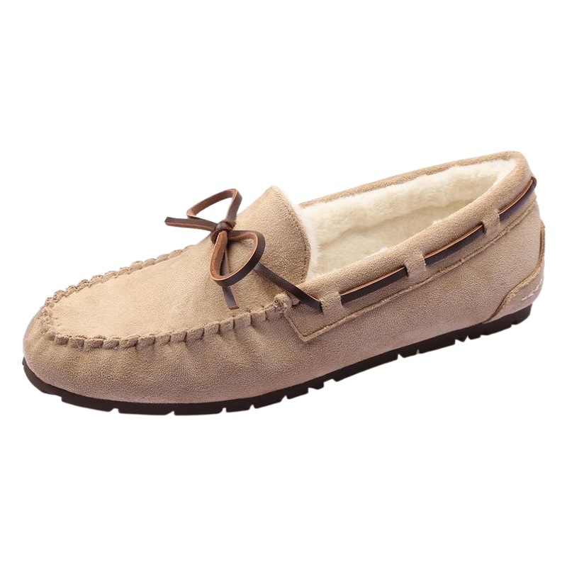 Mocasines de mujer de invierno forrado de lana 2023 nuevos zapatos versátiles de algodón de felpa plana estilo coreano engrosado slip-on zapatos de maternidad