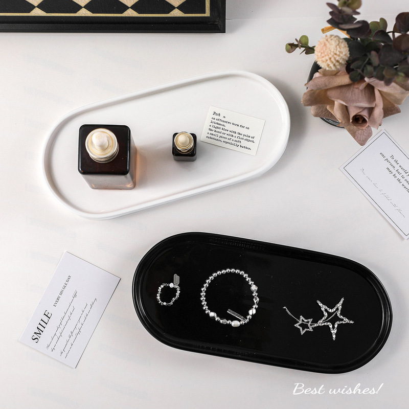 Nordic Minimalist Ceramic Tray Bathroom Washroom Cup Holder Sink Storage Rack Countertop Tray Thickened