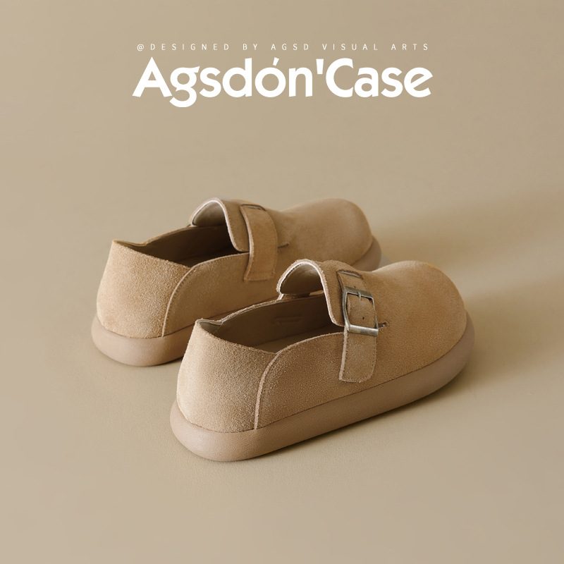 Zapatos de Dengbocken de Augu Lion para mujeres 2025 otoño y invierno nuevo todo incluido un zapato suave zapatos retrógrados zapatos de tostada plana