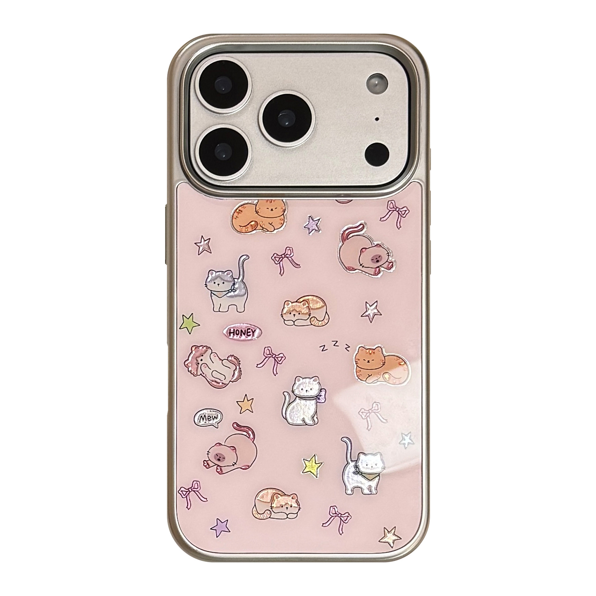 Gato lindo de oro para Apple 17 pro max caso de teléfono iPhone 16 galvanizado 14 duro 13 Huawei P70