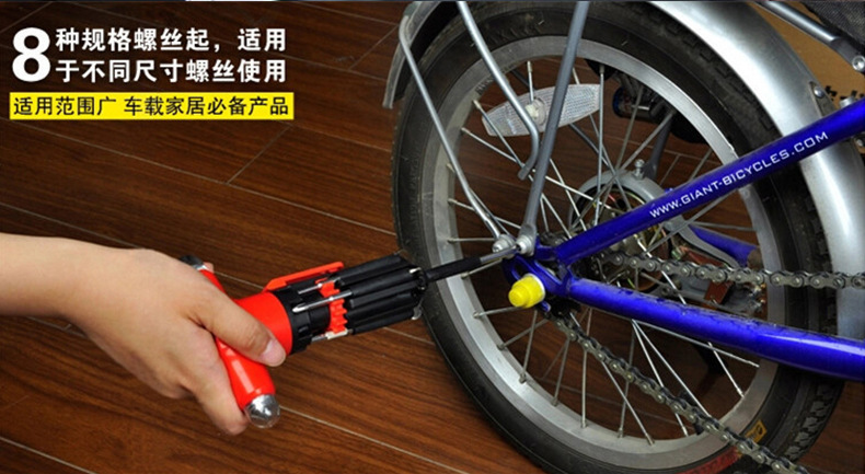 Flashlight with Screwdriver and Hammer, Car Rescue Hammer, Car Rescue Tool, 8-in-1 Hammer