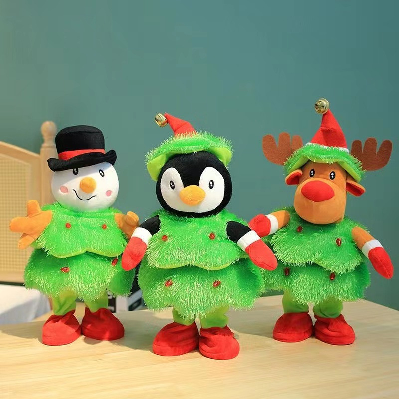 Navidad eléctrica de peluche de juguete árbol de Navidad cantando baile brillante Árbol de Navidad fiesta de vacaciones decoración regalo