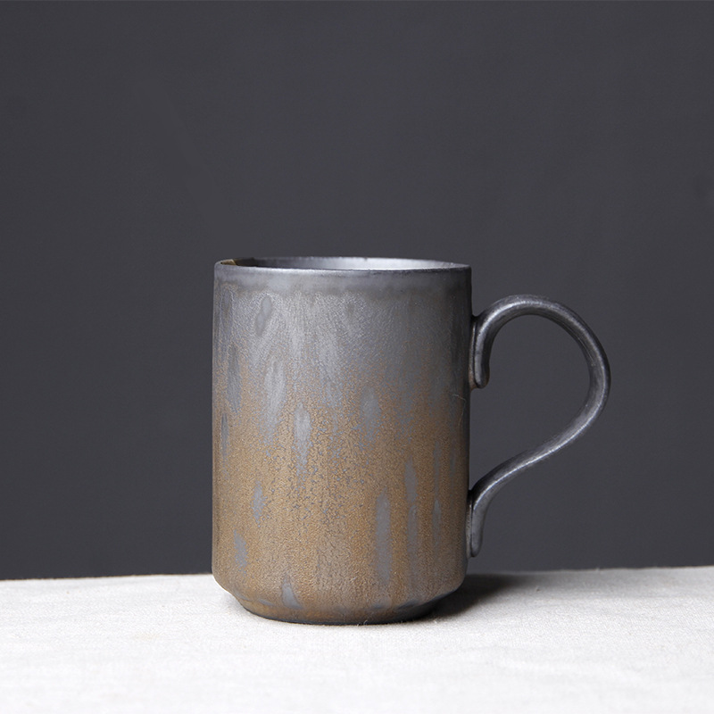 Japanese Retro Ceramic Coffee Mug With Wooden Handle_voghion.com