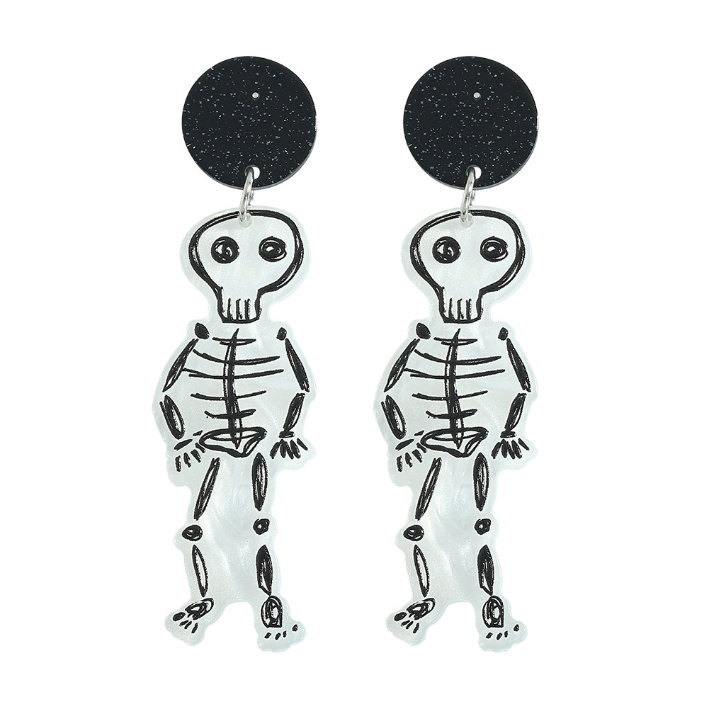 Halloween Acrylic Graffiti Skull Ghost Head Earrings Wholesale Jewelry Nihaojewelry display picture 2