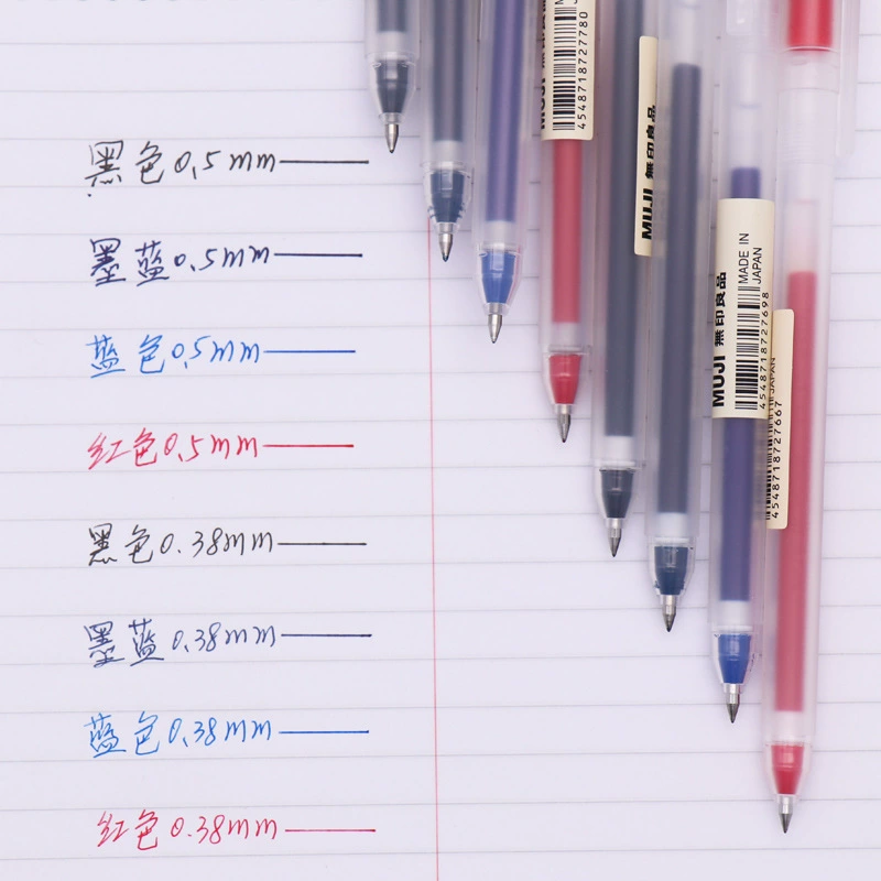 Роллербол гелевая ручка (Muji) 0.38 / 0.5 мм, тонкий кончик, школьные канцелярские товары