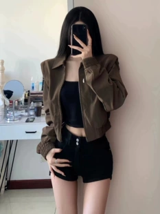Autumn brown retro jacket, American style