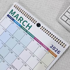 跨境新款2026年英文挂历创意彩色竖版日历简约桌面办公日程记事本