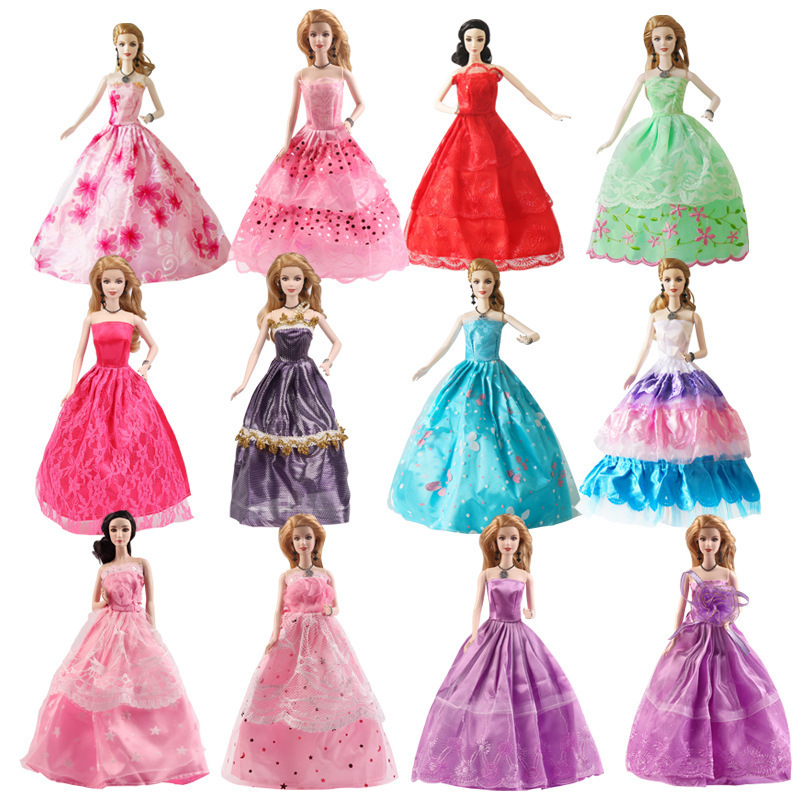 Cross-Border 30cm Doll Clothes Wedding Dress Princess Trailing Dress Evening Gown Girl Toy Half-Pack Big Dress Wholesale Cross-Border 30cm Doll Clothes Wedding Dress Princess Trailing Dress Evening Gown Girl Toy Half-Pack Big Dress Wholesale