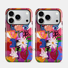 亚马逊热销涂鸦花朵苹果17pro手机壳磁吸iphone14pm菲林16硬壳15p