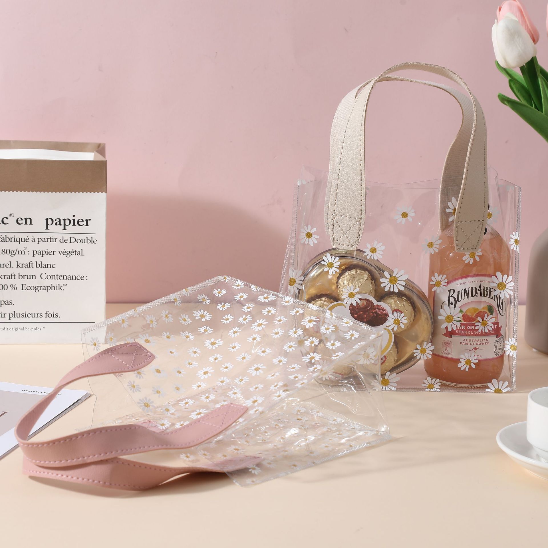 ins小清新透明喜糖pvc手提袋小雛菊購物婚禮伴手生日禮品袋兒童袋