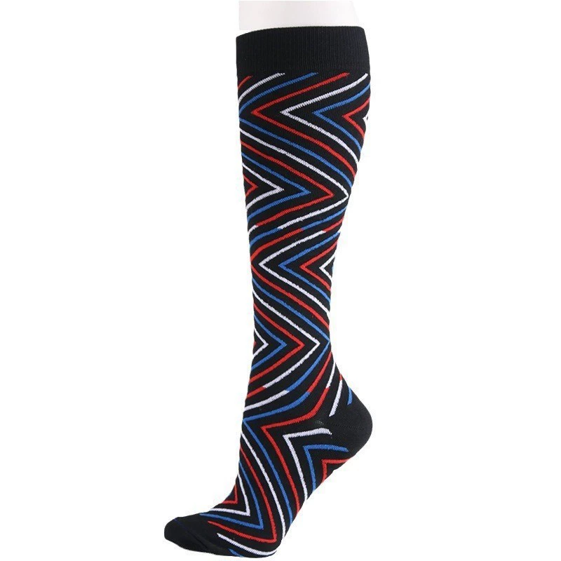 Compression Running Socks, Unisex Jacquard Knee-High Socks, Multiple Patterns, S/M & L/XL