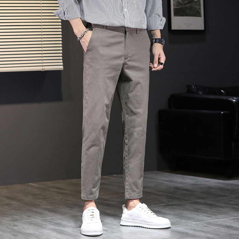 Brown casual pants men's pants spring new cropped suit pants Men's Light mature wind straight spring and summer long pants men Brown casual pants men's pants spring new cropped suit pants Men's Light mature wind straight spring and summer long pants men