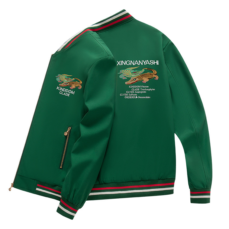 Cross-Border Live Spring and Autumn Men's Jacket European Style Embroidered Crocodile Men's Trendy Business Gentleman Jacket