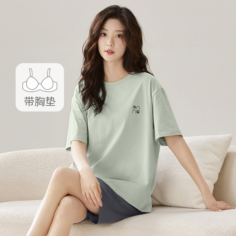 Dopamine Color Matching Pajamas for Women Summer Short-Sleeved Shorts Simple Casual Modal Casual Loose Home Clothes for Women
