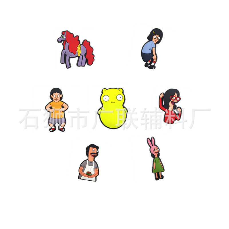 [Bob burger shop] American cartoon Happy Burger shop hole shoes accessories shoes flower shoe buckle Amazon