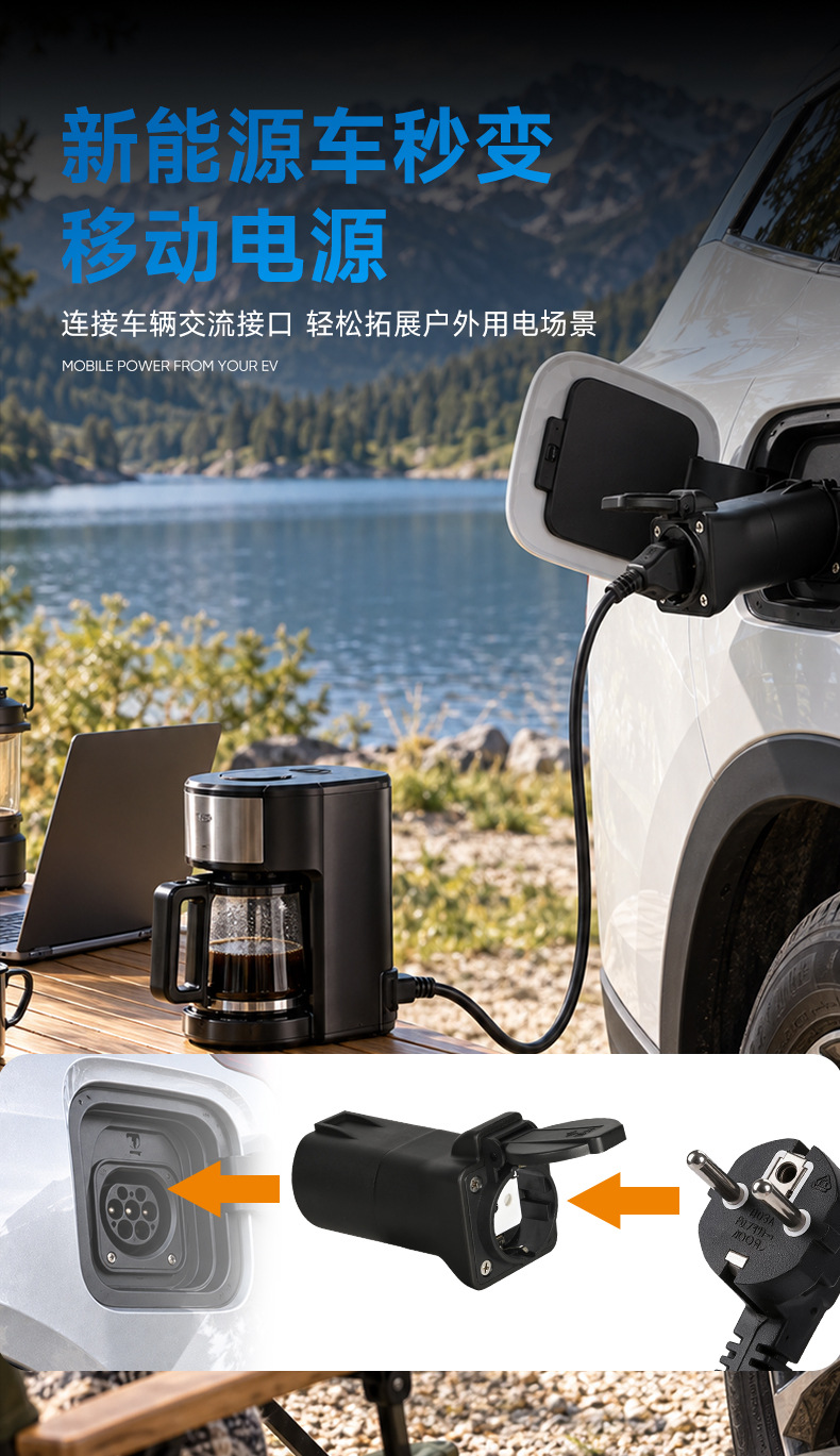 European standard female-to-female adapter for electric vehicle charging, extension cable for new energy electric vehicle charging stations, dual female connector converter