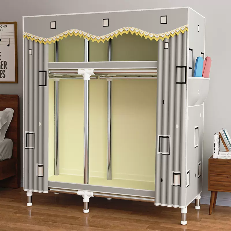 简易衣柜宿舍出租房货架式布衣柜加粗简约经济组装收纳整理C5