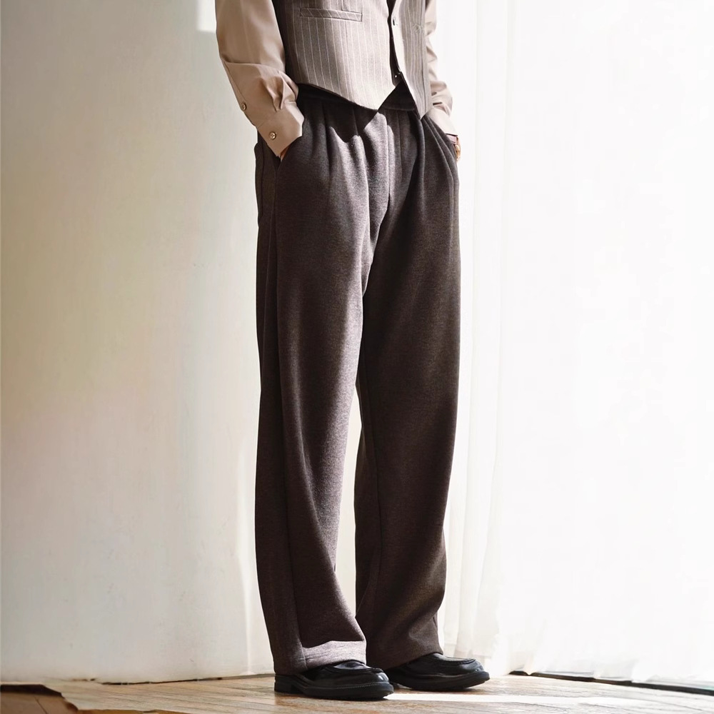 Autumn and Winter New Men's Wool Pants Thickeneded Casual Pants Lazy 2025 Straight Pants Knitted Pants