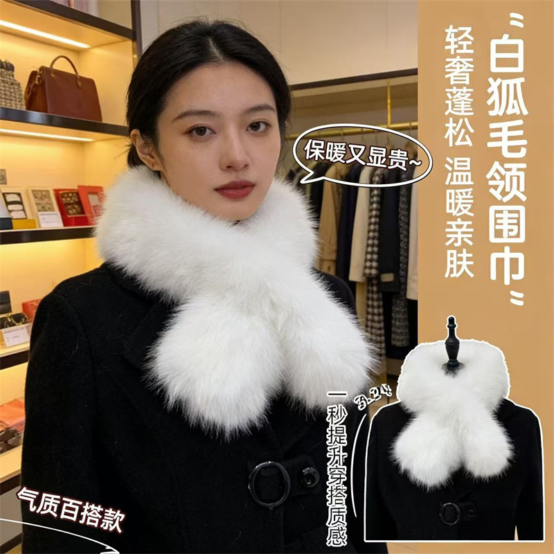 Otoño y invierno calentamiento espeso bufandas de peluche imitación de zorro damas simple chal versátil cuello al por mayor