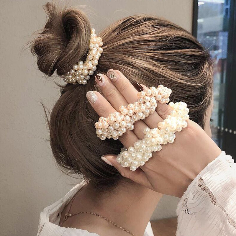 Korean Style Internet Celebrant Hair Accessories High-grade Beaded Hair Rope Bracelet Sweet Style Small Fresh Full String Pearl Rubber Tendon Hair Rope Korean Style Internet Celebrant Hair Accessories High-grade Beaded Hair Rope Bracelet Sweet Style Small Fresh Full String Pearl Rubber Tendon Hair Rope