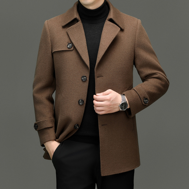 2025 가을, 겨울 두꺼운 새로운 모직 남성 모직 코트 캐주얼 코트 패션 정장 칼라 윈드 브레이커 따뜻한