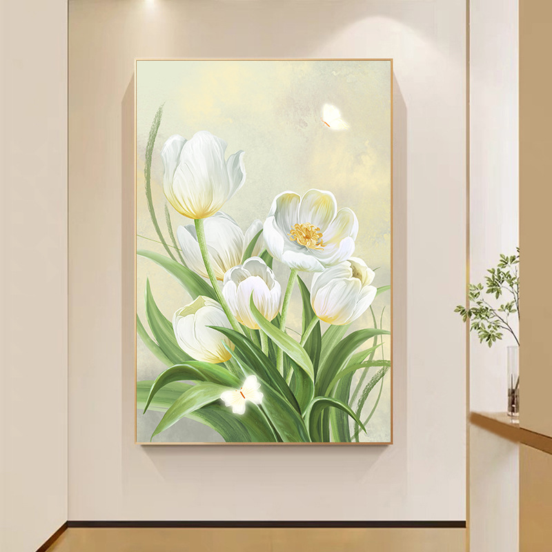 Girasoles de viento crema sala de estar pintura decorativa floral textura sofá fondo pared pintura de piso puerta de entrada mural