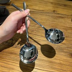 不锈钢勺子韩式圆勺长柄韩式勺叮当勺家用餐厅饭勺西瓜勺调羹勺子
