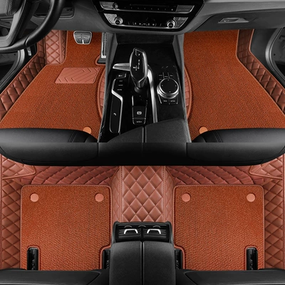Ayaqaltılar (Kovriklər): Style Wire Ring Floor Mats Car - brown-brown-silky-silk-double-layer-foot-pads