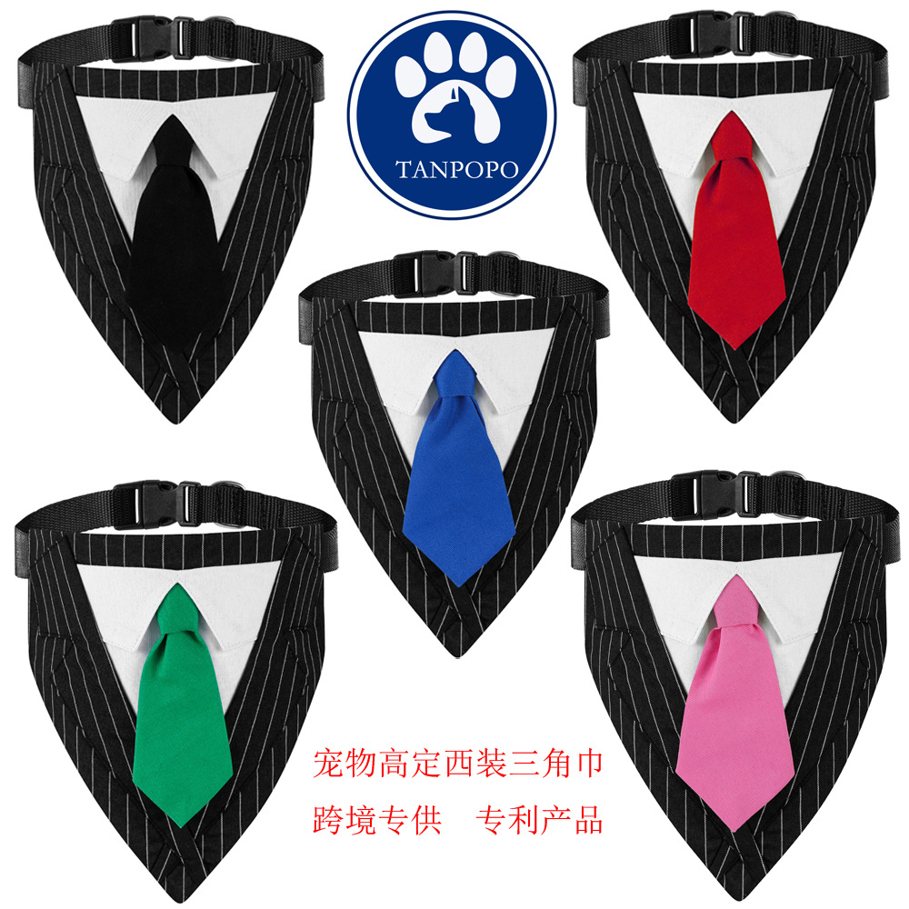 Cross-border exclusivo nuevo traje popular perro triángulo bufanda corbata mascota perro saliva toalla bufanda de la boda