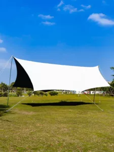 Outdoor Thickened Butterfly-Shaped Canopy with Black Glue Coating for Sun Protection and Rainproofing, Suitable for Camping and Commercial Use, Off-White Tent That Is Not Easy to Tear and Can Add Logo