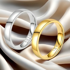 18K ゴールド S925 人気のホットスタイルステンレス鋼リング女性のプレーンチタン鋼カップルリングトレンディなジュエリー卸売