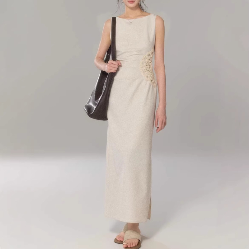 Eryang Design【Qingshan Ying】Elegant Commuter Dress for Women with Small Flutter Sleeves, High-End Feel, Patchwork, Handmade Crochet Flowers Eryang Design【Qingshan Ying】Elegant Commuter Dress for Women with Small Flutter Sleeves, High-End Feel, Patchwork, Handmade Crochet Flowers