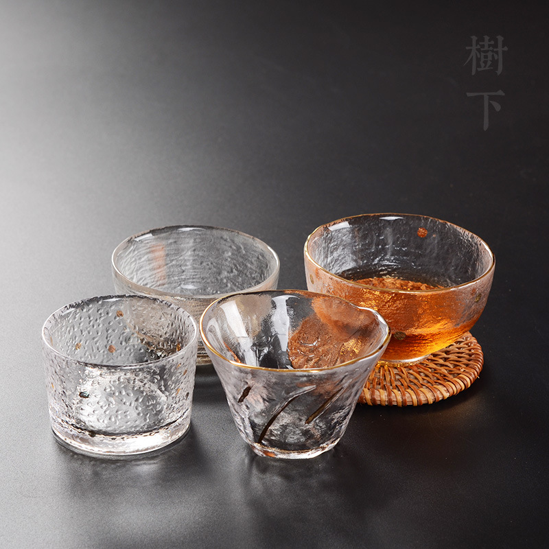 Taza de té de cristal del corazón del Zen exportada a Japón que dibuja el patrón del ojo del martillo del oro taza del maestro taza de té hecha a mano juego de té del Kung Fu