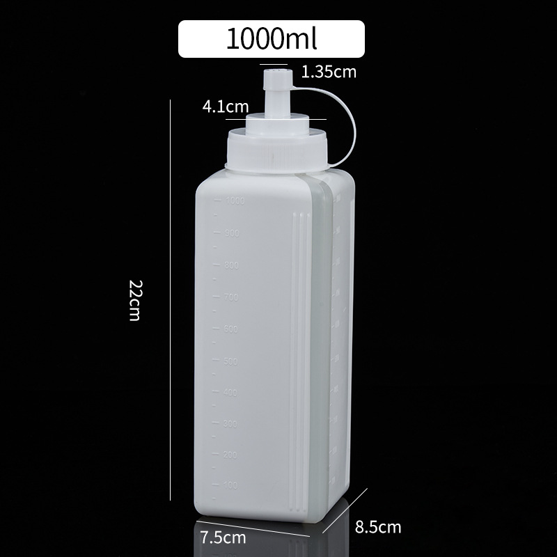 Botella de salsa exprimida de plástico cuadrado, mermelada, salsa de tomate, aderezo para ensaladas, botella de salsa de gran calibre, botella de salsa comercial, botella de salsa exprimida