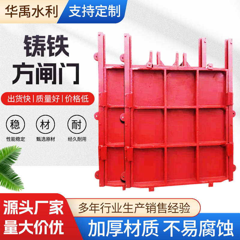 水利工程渠道平板闸门气动双闸板阀方形圆形铸铁水利防倒灌