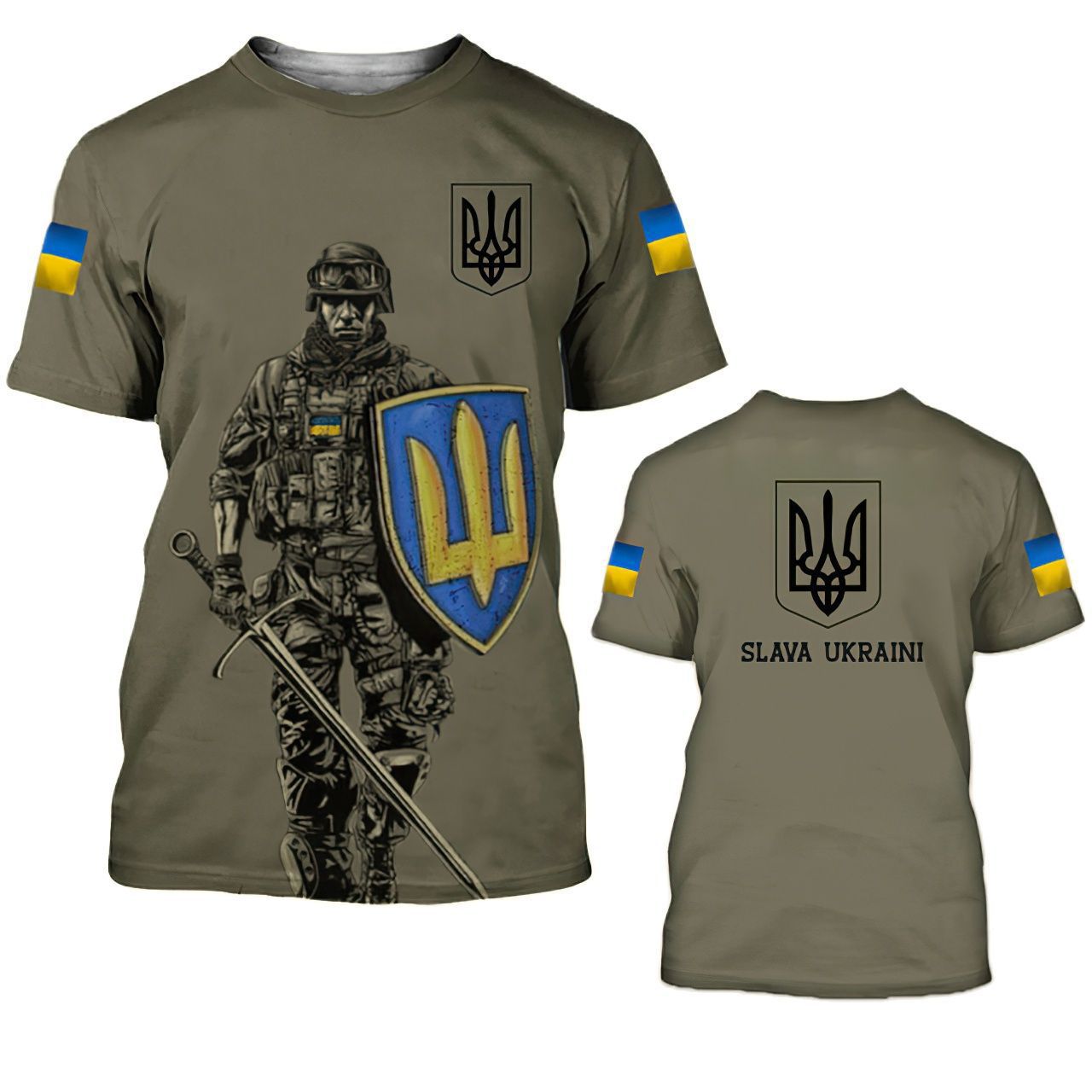 Camiseta de los hombres de Ucrania de manga corta de verano emblema nacional de Ucrania bandera impresa en 3D moda suéter de cuello redondo ropa