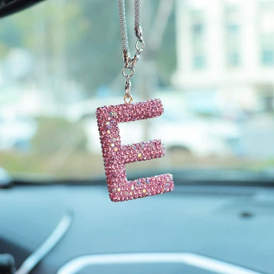 interior accessories pendant ladies | Car hanging - e-letter-car-pendant-pink