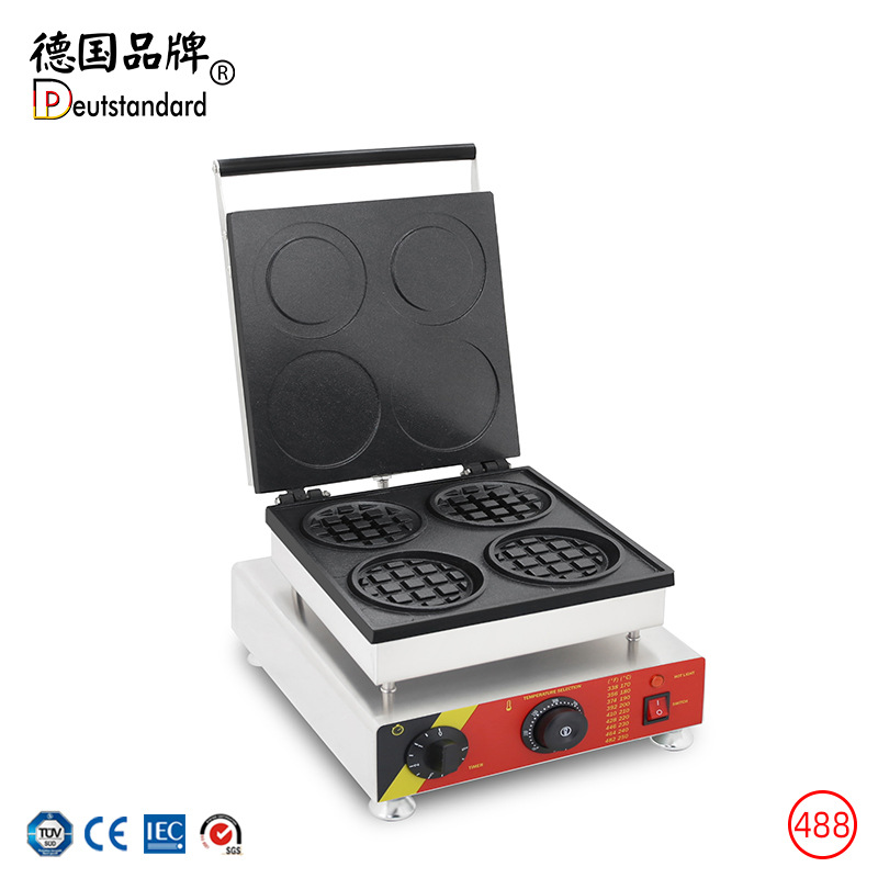 商用电热格子汉堡华夫饼设备四格格子圆形华夫饼雪糕华夫松饼设备