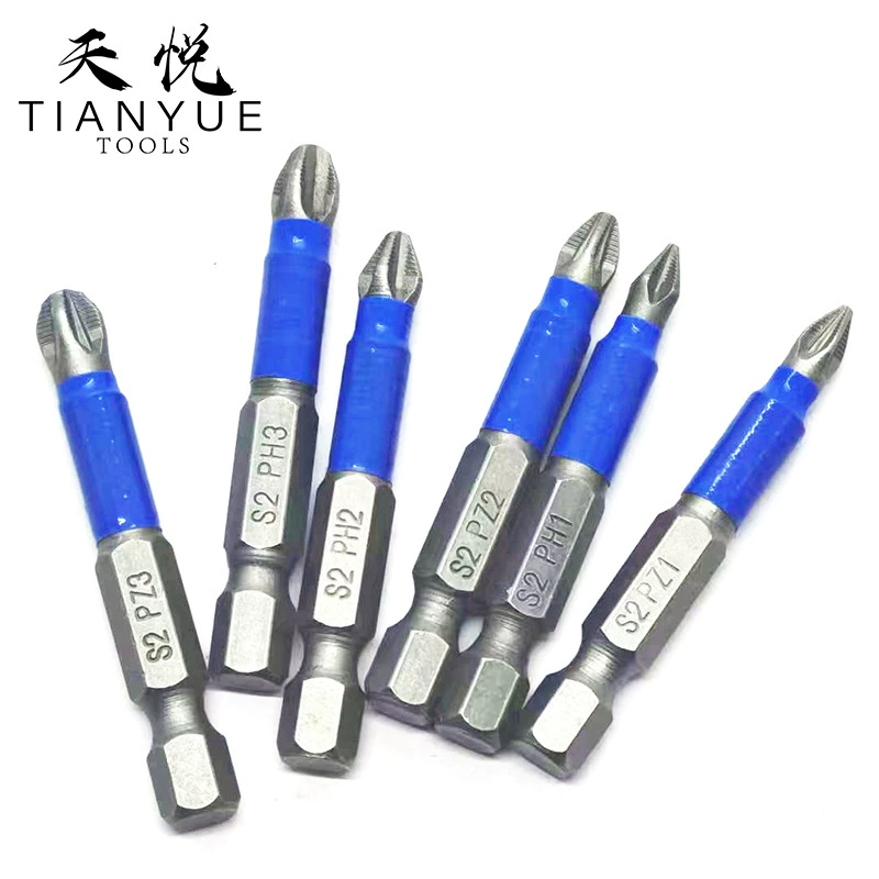 S2 противоскользящая головка партии 6pcs шестигранная ручка с магнитной проволокой поперечная отвертка Электрический отвертка партия головка