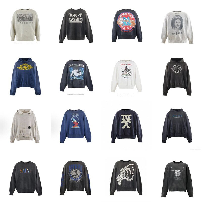 Saint Michael American Vintage European and American Washed Distressed Hip-Hop Autumn and Winter Loose Velvet Sweatshirt Saint Michael American Vintage European and American Washed Distressed Hip-Hop Autumn and Winter Loose Velvet Sweatshirt
