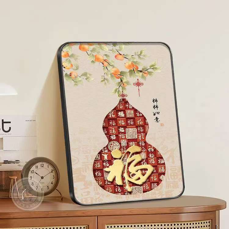 百福图葫芦摆台新中式客厅电视柜桌面装饰摆画好寓意卧室餐厅摆画|undefined